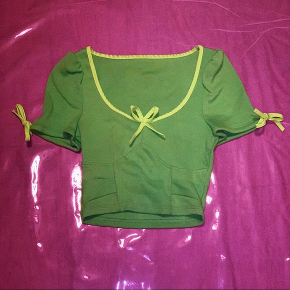 NEÓN GREEN BOW CROP - Picture 3 of 5